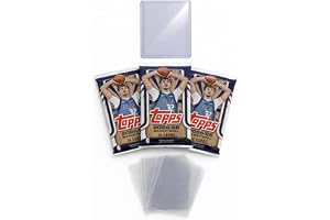 Topps 2025/26 Basketball Trading Card Bundle, 3 Factory Sealed Packs with 42 Cards Total, Includes 10 Penny Sleeves and 1 Top