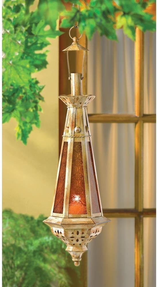 Candleholders Lanterns Hanging Moroccan Amber Teardrop Candle Lantern Use Indoor or Outdoor