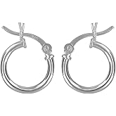 925 Sterling Silver Extra Small Hoop Earrings for Women, 2 x 12mm Sterling Silver Earrings with Simple Elegant Design, Includes Jewelry Box and Pouch