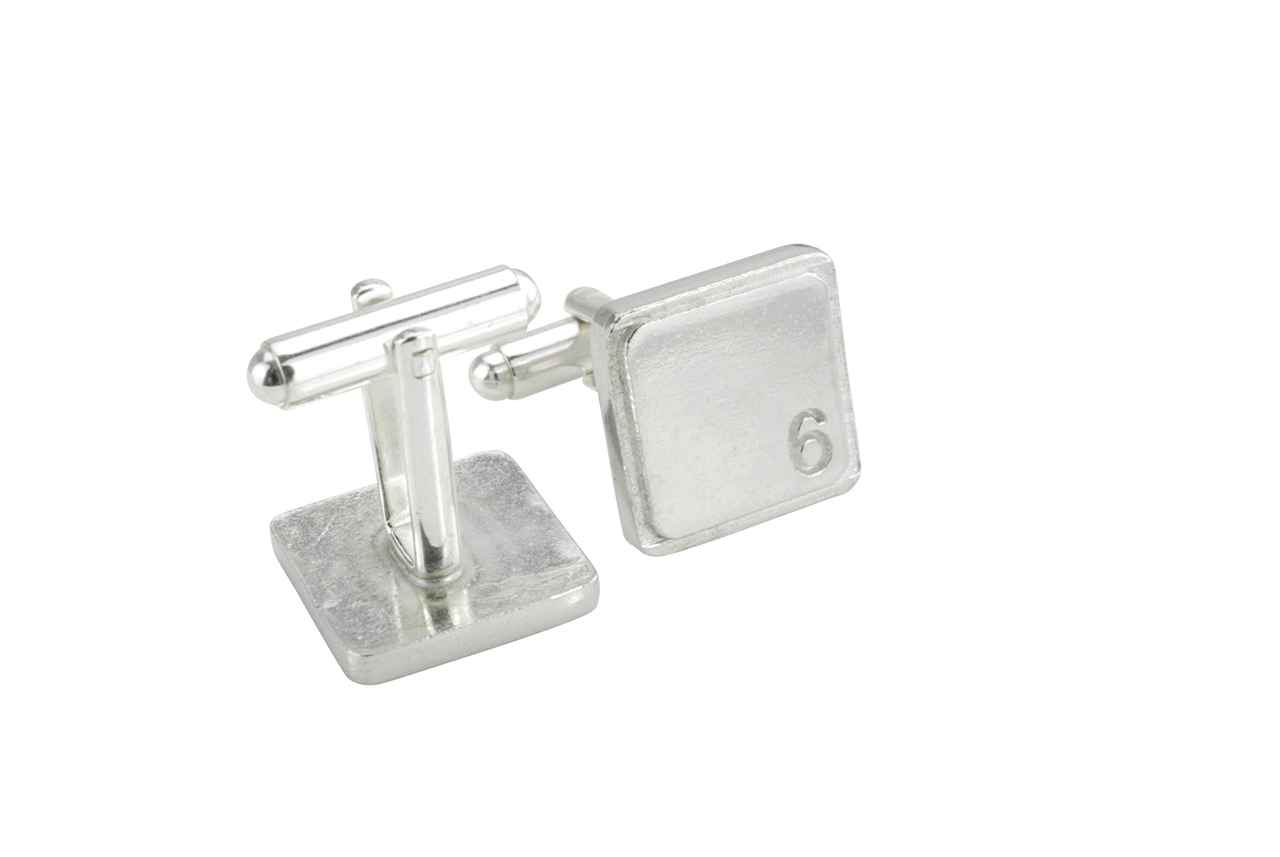 Square Cufflinks with ‘6’ Engraved - 6th Anniversary