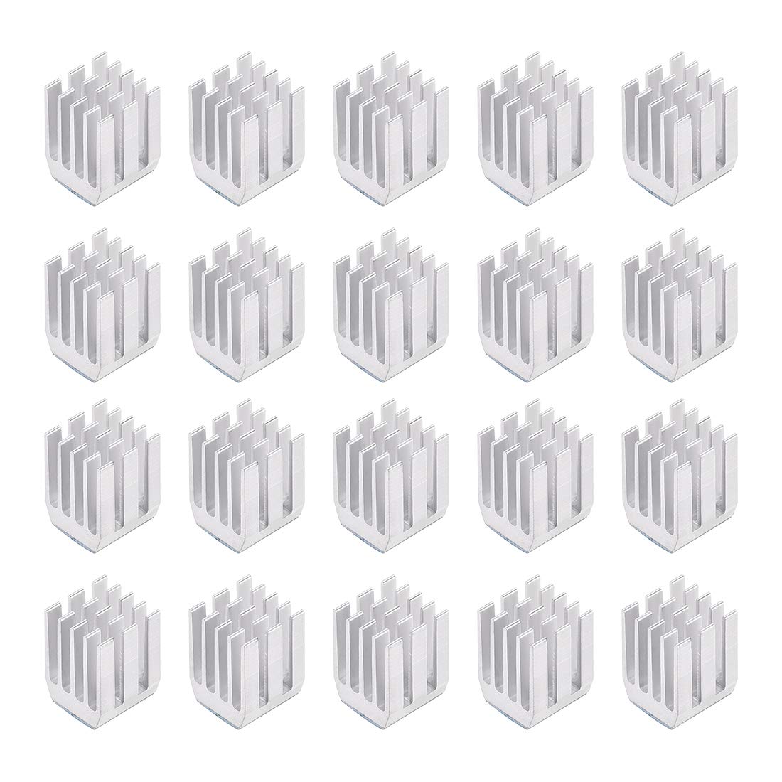 sourcing map Heatsink with Thermal Conductive Adhesive Tape 9 x 9 x 12mm Silver 20pcs