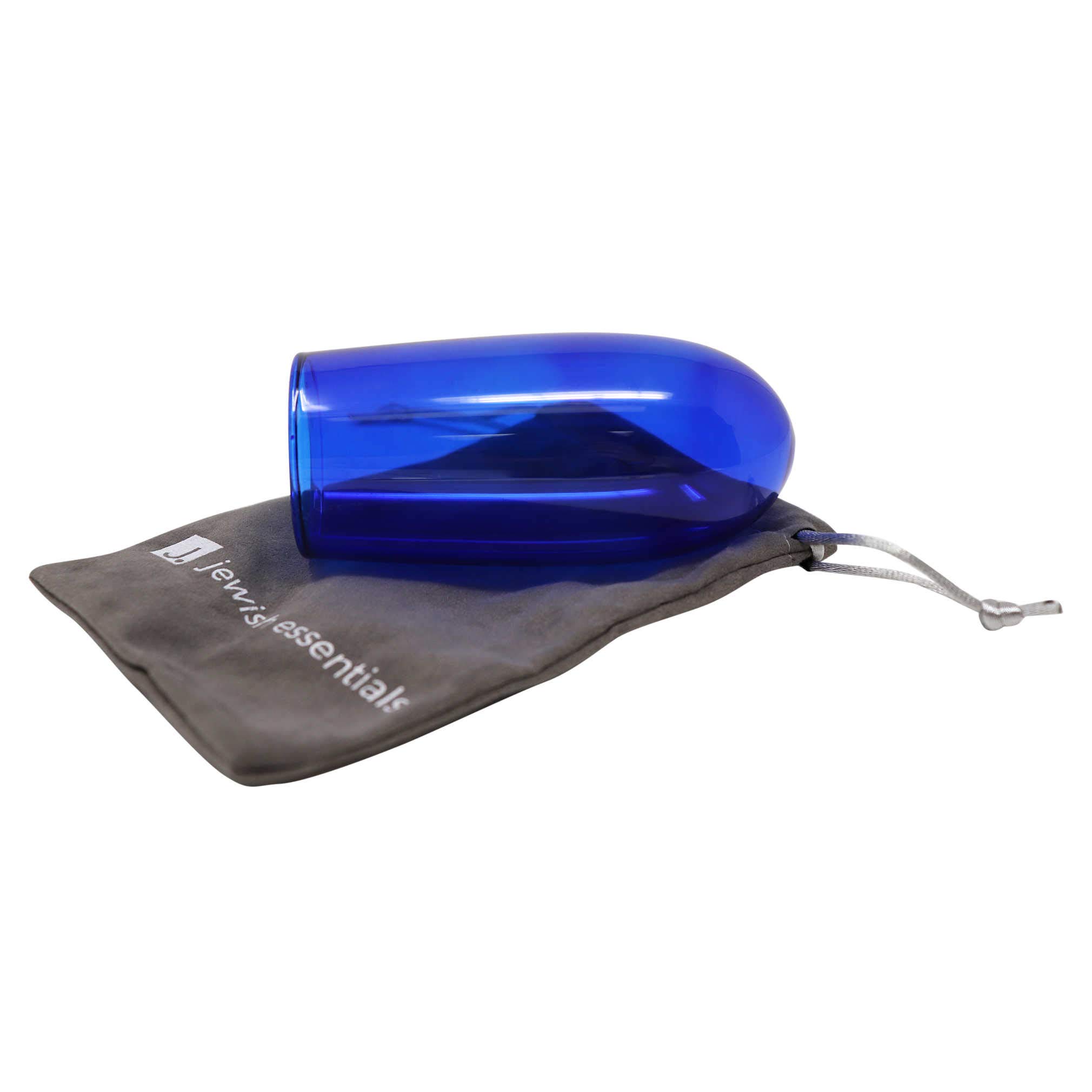 Jewish Wedding Chuppah Breaking Glass-Wedding Engagement Gift-Color Glass Vessel for Groom-Velvet Bag-Designer by Jewish Essentials (Blue)