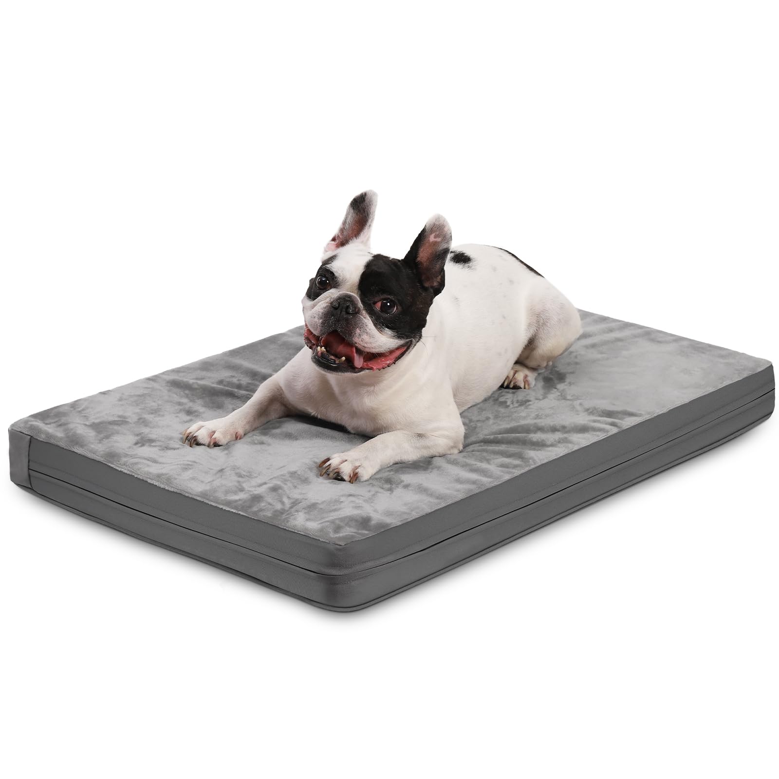 Photo 1 of Waterproof Dog Bed Medium Size Dog, Orthopedic Washable Crate Pad 30 inch, Foam Pet Bed with Removable Cover Reversible, Outdoor Anti-Slip Kennel Pad 29"x18", Gray