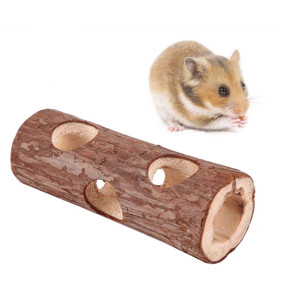 Wooden Animal Tunnel Hamster Tube Exercise Chew Toy for Rabbit Ferret Guinea Pig (S)