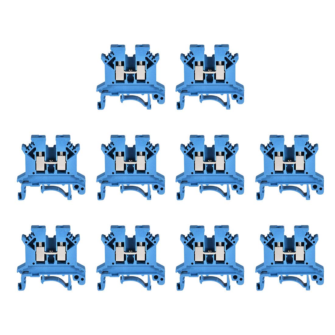 sourcing map DIN Rail Terminal Block UK2.5B 800V 32A Screw Type Clamp 2.5mm2 Blue 10 Pcs