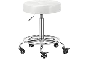 CoVibrant Lockable Rolling Stool Adjustable Swivel Stool with Noiseless Rubber Wheels and Foot Rest for Kitchen Medical Esthetician Studio