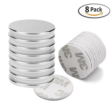 8 Stück Neodym Magnete, Seltenerdmagnete mit 10 Stück Selbstklebende, rund & extra stark Magnete für Fotos, Whiteboard, Kühls