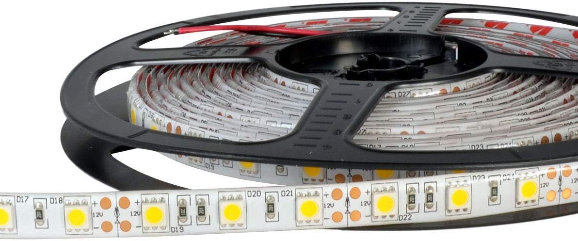 kingled – 5 Meters LED Strip, 72 W, 5400 Lumens, Coil with 300 LED SMD 5050, Natural White, 4000 K, Temperature Power DC 12 V Light, IP65 Waterproof Outdoor Size 5000 x 10 mm, cód. 0639 [Energy Class A+]