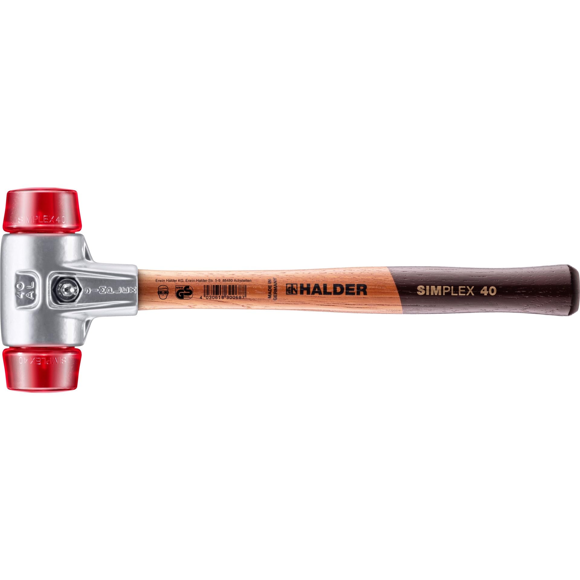 Halder 3106040 "Simplex" Plastic Soft-Face Mallet, Multi-Colour, 40 mm