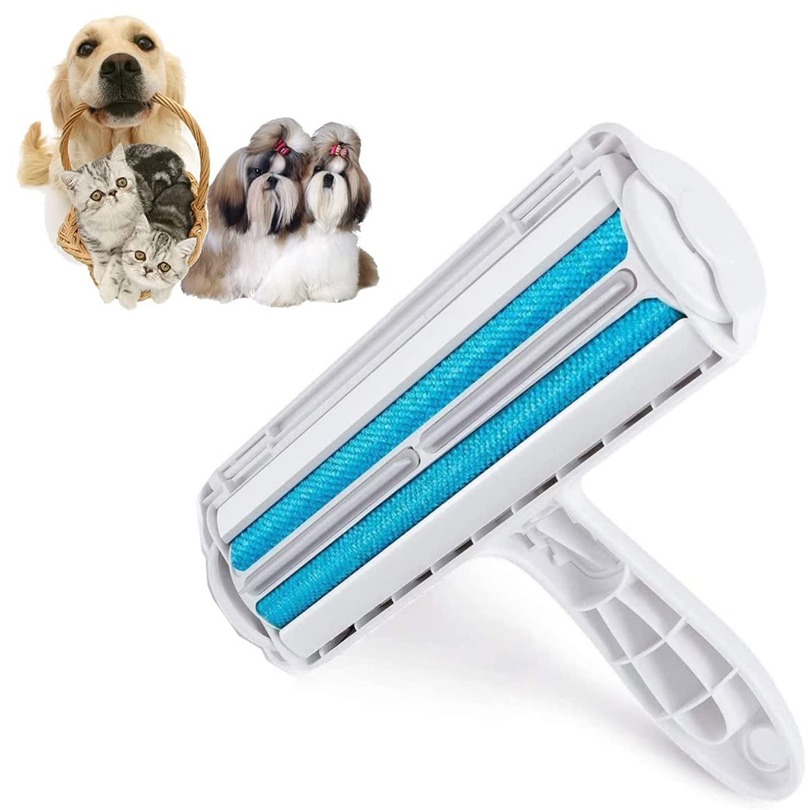 Pet Hair Remover Roller, Reusable Animal Hair Removal Brush for Dogs and Cats, Easy to Clean Fixed Areas Pets Fur from Carpet, Furniture, Rugs, Stairs, Bedding and Sofa