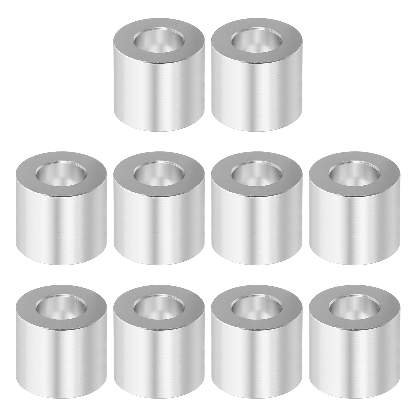 PATIKIL M10 Aluminum Spacers, 10 Pcs Metal Spacer Aluminum M10 X3/4"OD X3/4"L Aluminum Spacer Screw Standoff Round for 3/8" or M10 Screw Bolts, Silvery
