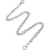 Hpmjz Punk Wallet Chain 25 inch Hip Hop Pants Chain for Man Silver Round Clasp Belt Heavy Duty Metal Keychain Goth Keyholder Clothing Accessories for Keys Wallet Jeans Pants Belt Valentine's Day