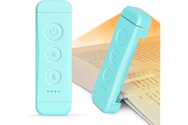 Glocusent USB Rechargeable Book Light for Reading in Bed, Portable Clip-on LED Reading Light, 3 Amber Colors & 5 Brightness Dimmable, Compact & Long Lasting, Perfect for Book Lovers, Kids