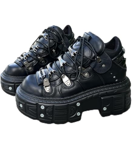 Amazon.com | Faux Leather Y2K Punk Studded Platform Sneakers for