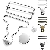 Kogcmeetl 6 Sets Metal Overall Buckles Replacement Overall Clasp Replacement Suspender Clips with Adjustable Tri Glide Buckle Slider and Buttons