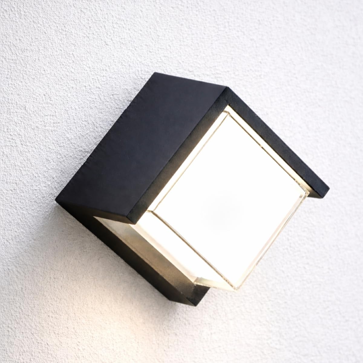 CGC Lighting Black White Square Round LED Wall Ceiling Outdoor Bulkhead Light Waterproof Shed Conservatory Garden Porch Patio Driveway Garage (Black/White Square)