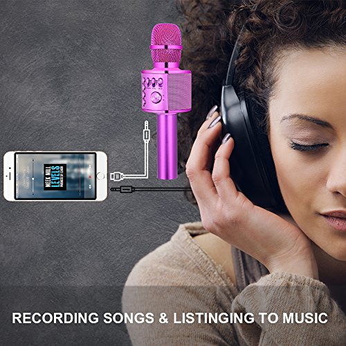 BONAOK Wireless Bluetooth Karaoke Microphone,Valentine's Day Gift 3-in-1 Portable Hand Speaker for iPhone/Android/iPad/Sony,PC and All Smartphone(Purple)