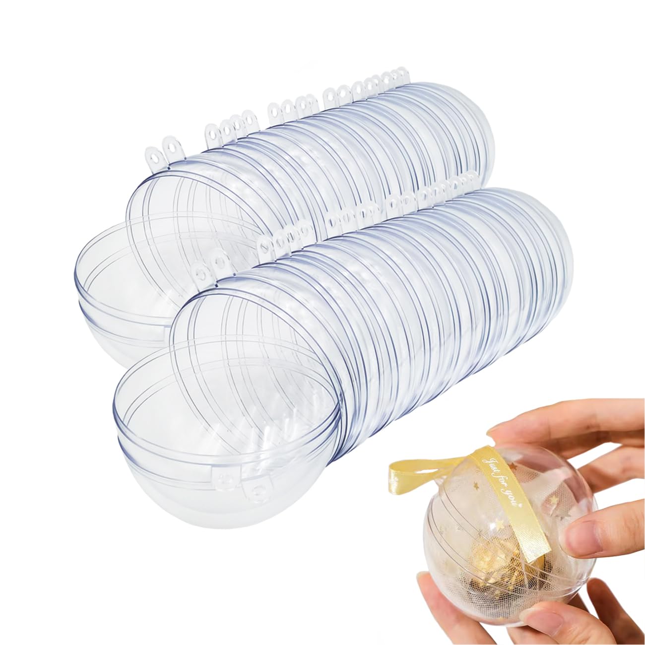 Photo 1 of 20 Clear Fillable Ornaments Balls- 80mm/3.15" Transparent Plastic Thickened Spherical Assembled Craft, for Christmas Tree Decor, and Festive Days Home Party(8cm)