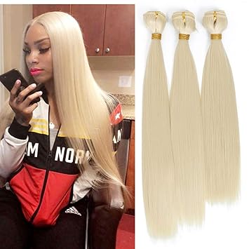 Amazon Com 3 Bundles Silky Straight Hair Extensions Synthetic