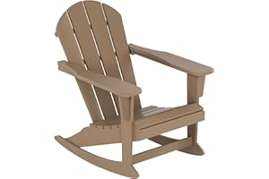 WestinTrends Malibu Rocking Chair Outdoor, All Weather Resistant Poly Lumber Classic Porch Rocker Chair, 350 lbs Support Patio Lawn Plastic Adirondack Chair, Weathered Wood