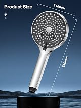 YEAUPE Shower Head 110mm Large High Pressure 6 Modes Chrome view 7