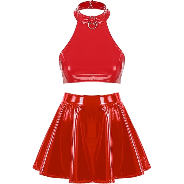 Amazon.com: Rswnyirn Women's PVC Leather 2 Piece Outfits
