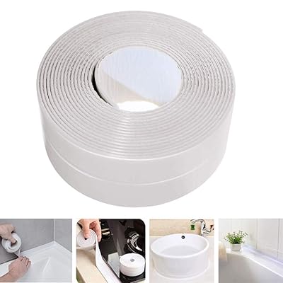 Caulk Strip LIKEGOR Flexible Self Adhesive Sealing Tape Waterproof for Kitchen Bathroom Tub Shower Floor Wall Seam (White, 126x1.5 Inches)