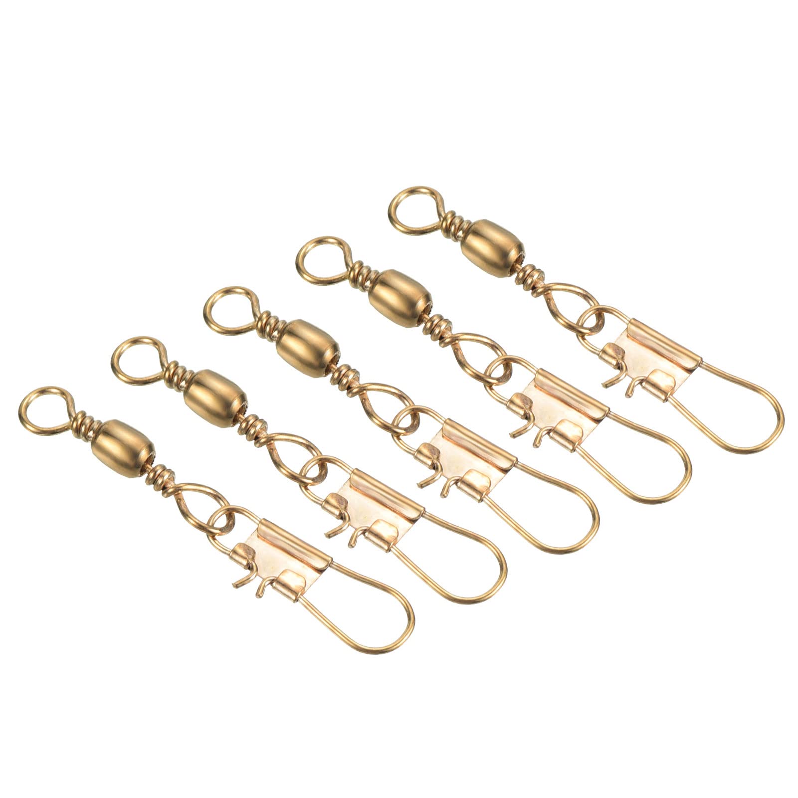 PATIKIL Fishing Barrel Swivel with Interlock Snap, 100Pcs 17lb Carbon Steel Solid Ring Terminal Tackle for Saltwater Freshwater Fishing, Golden