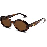 SOJOS Retro Oval Polarized Sunglasses for Women Men 90s Vintage UV400 Protection Tiny Sun Glasses SJ2286