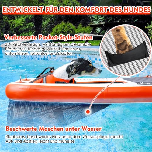 Dog Water Ramp Extra Wide Water Ramp Pool Ladder, Float Puppy Plank for Pool, Dock & Boat, Pet Ramp with Non-Slip Upgraded Steps, Water Ramp Ladder for 68 kg Dogs Climbing