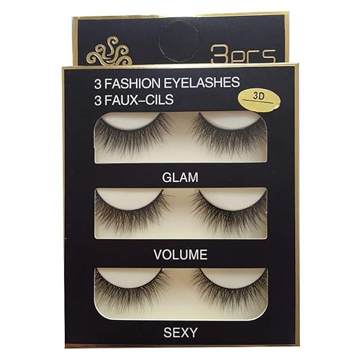 Sunniess Hair Imported Fiber Attractive 3D Mink Handmade Reusable Long Cross False Eyelashes Makeup Thick Natural Black Fake Eye Lashes 3 Pairs(3D-03) best fake eyelashes