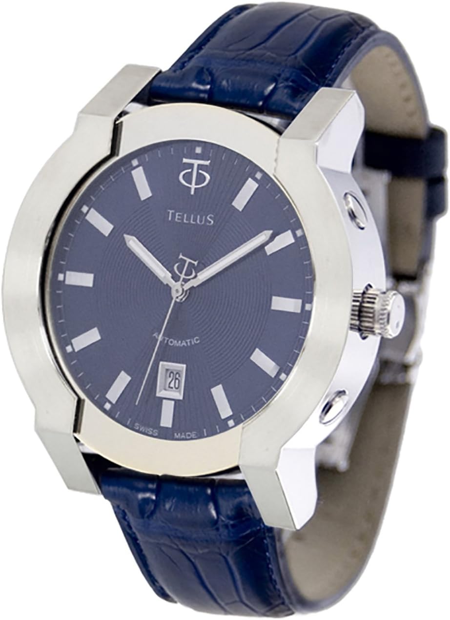 TELLUS Discoverer 42 Men's Watch, Genuine Alligator Leather Strap, Swiss Made - T1064-X331FWB131