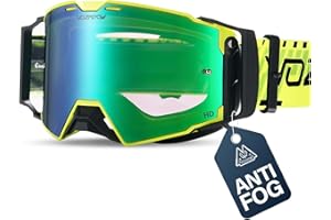 VOZAPOW Dirt Bike Goggles Over Glasses Anti-Fog, Motorcycle Protective Eyewear Motocross Goggles for Men Women