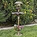 Best Choice Products Decorative Garden Solar-Powered LED Pedestal Bird Bath Feeder w/Planter, Lamp Topper, Bronze