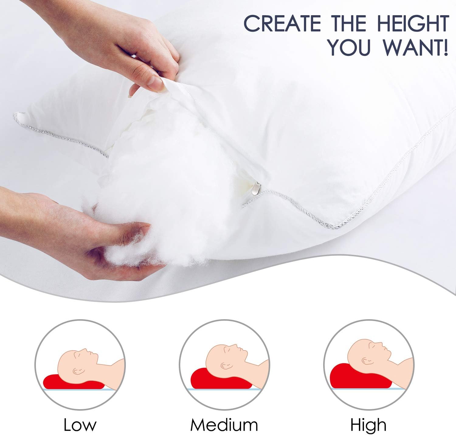 Soamay Bed Pillows for Sleeping Set of 2, Premium Hypoallergenic Plush Fiber, Down Alternative Pillows, Good for Side and Back Sleeper - 20 x 36 Inches (King): Home & Kitchen