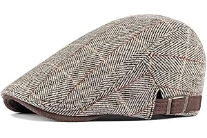Anshili Men's Flat Cap Winter Newsboy Gatsby Plaid Cotton Blend Beret
