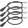 Short Micro USB Female 2 Pin Bare Wire,30cm/11.8in Micro USB to Open End Pigtail Power Cable Easy Soldering,Micro USB 22AWG 3A for Micro USB Equipment Installed or Replace Repair DIY Cable(4Pcs)