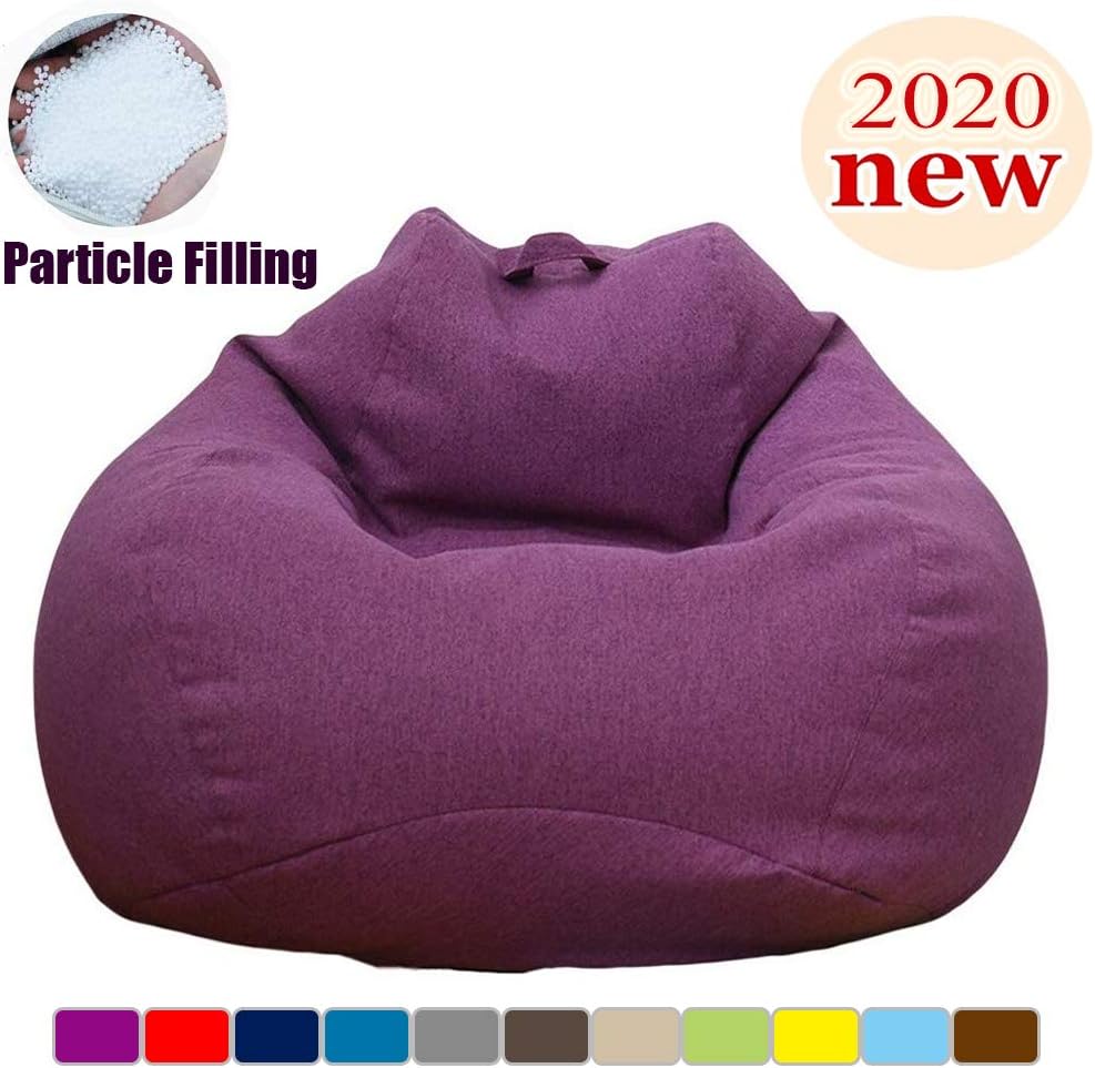 Extra Soft Bean BagChair,Memory Foam BeanBag Seat Chair with Natural Removable Cotton Linen Fabric Particle Filling Lazy Sofa Furniture Couch Tatami for Adult Kids