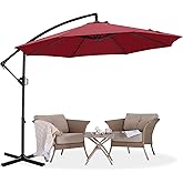 ABCCANOPY 10FT Cantilever Patio Umbrella with base included, 360° Rotation Outdoor Offset Umbrella for Backyard, Deck, Poolside (Burgundy)
