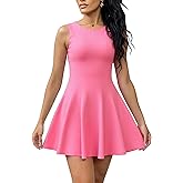 BORIFLORS Women's Boat Neck A-Line Flowy Ruffle Hem Mini Dress Casual Sleeveless Party Short Dresses