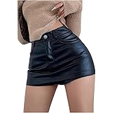 SweatyRocks Women's Faux Leather Skorts High Waisted Y2K Club Party PU Leather Shorts