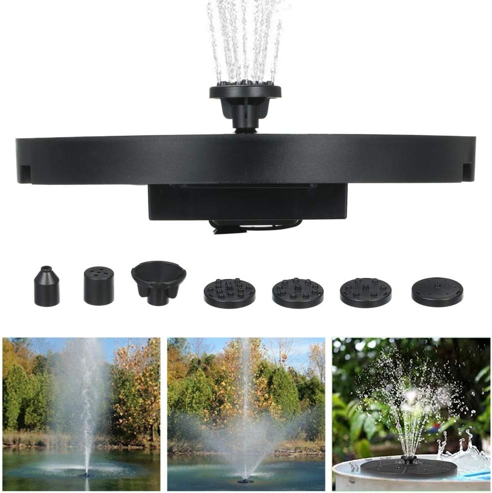 Solar Fountain Pump, 3.8W Circle Garden Solar Powered Water Pump Solar Panel Kit with Night Colorful Breathing Lights Water Pump for Pond, Fountain, BirdBath, Garden Decoration, Water Cycling: Home & Kitchen