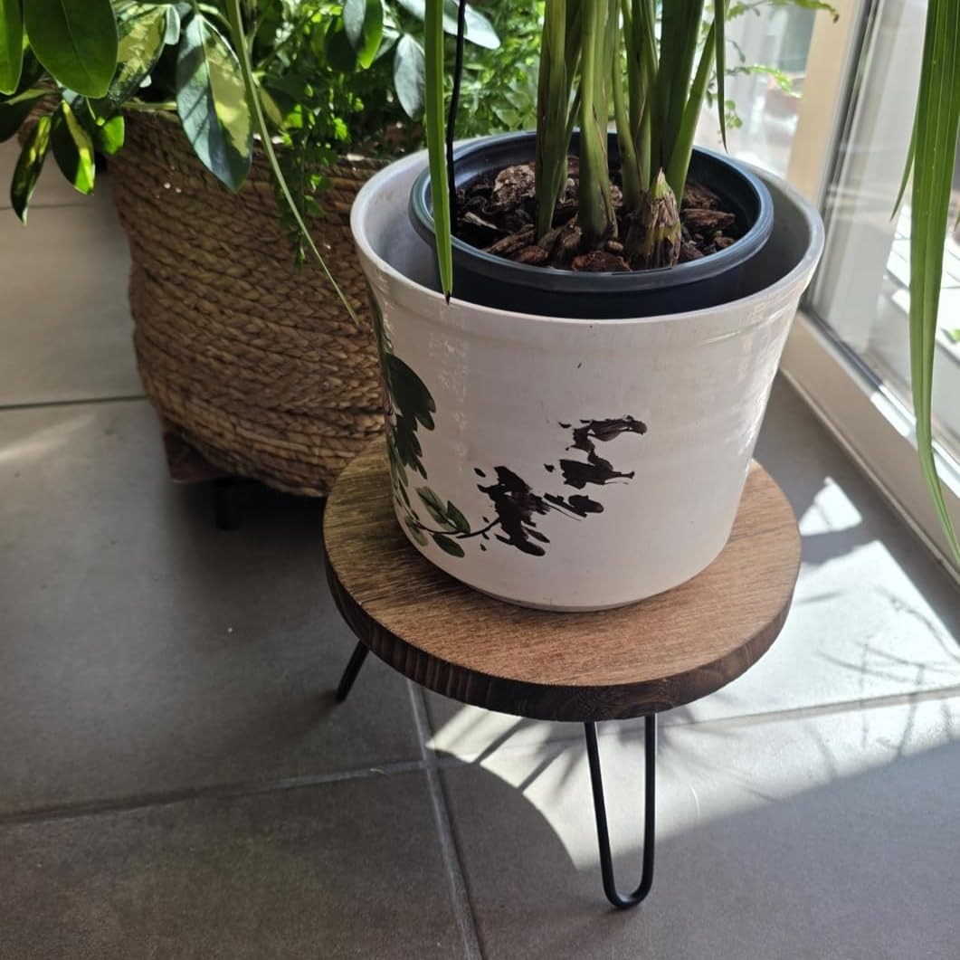 FESTLOVE Wood Plant Stand Indoor Outdoor, 10'' Wooden Planter Stands Fit 5-12 Inch Pot, Plant Stool Flower Pot Stand Gardening Display Pedestals for Decor Living Room Balcony, Office, Patio