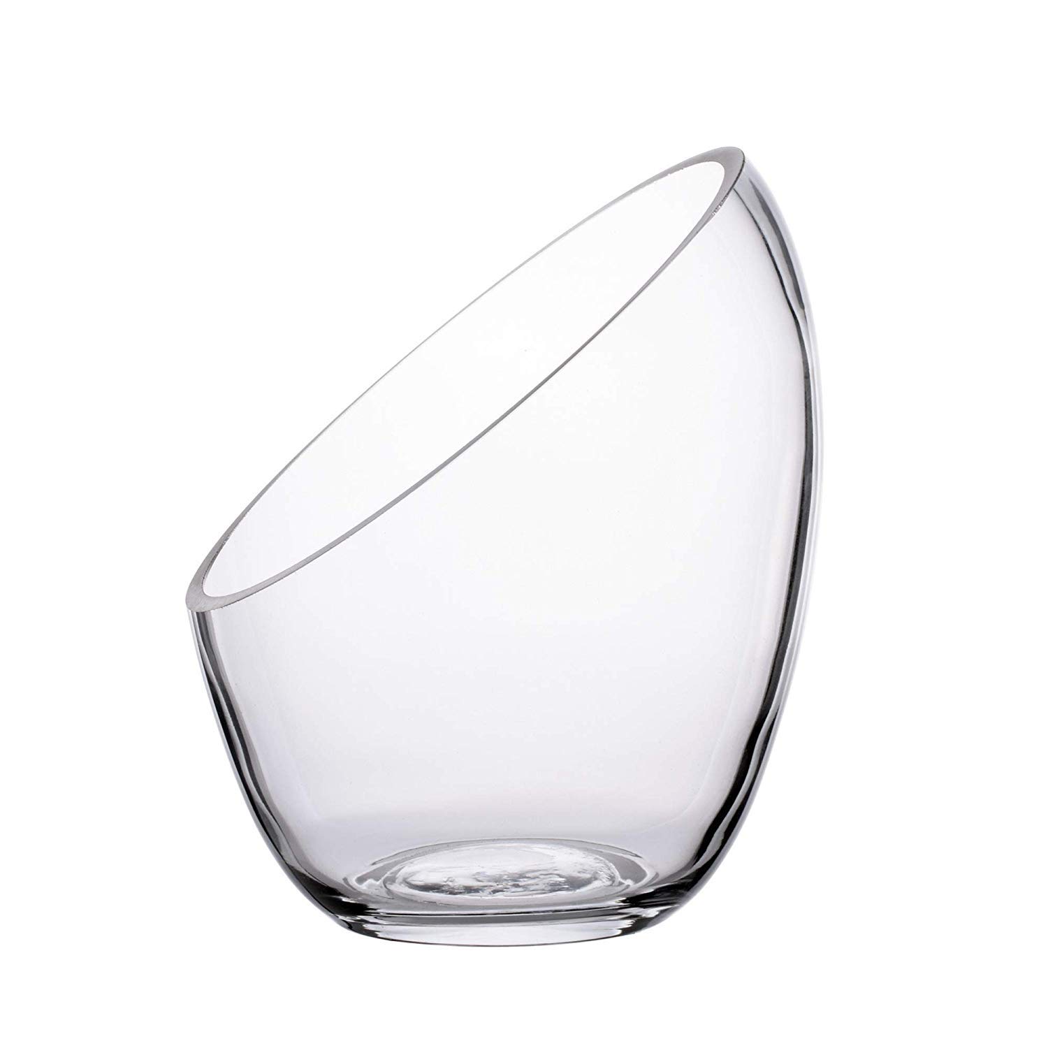 Ecosides Transparent Glass Bowls Slanted Clear Vase Terrarium Jar Round Globe Wide Glass Cut Bubble Bowl Put Candies,Plant,Flowers,Fruit (clear, 6.9”X5.5)