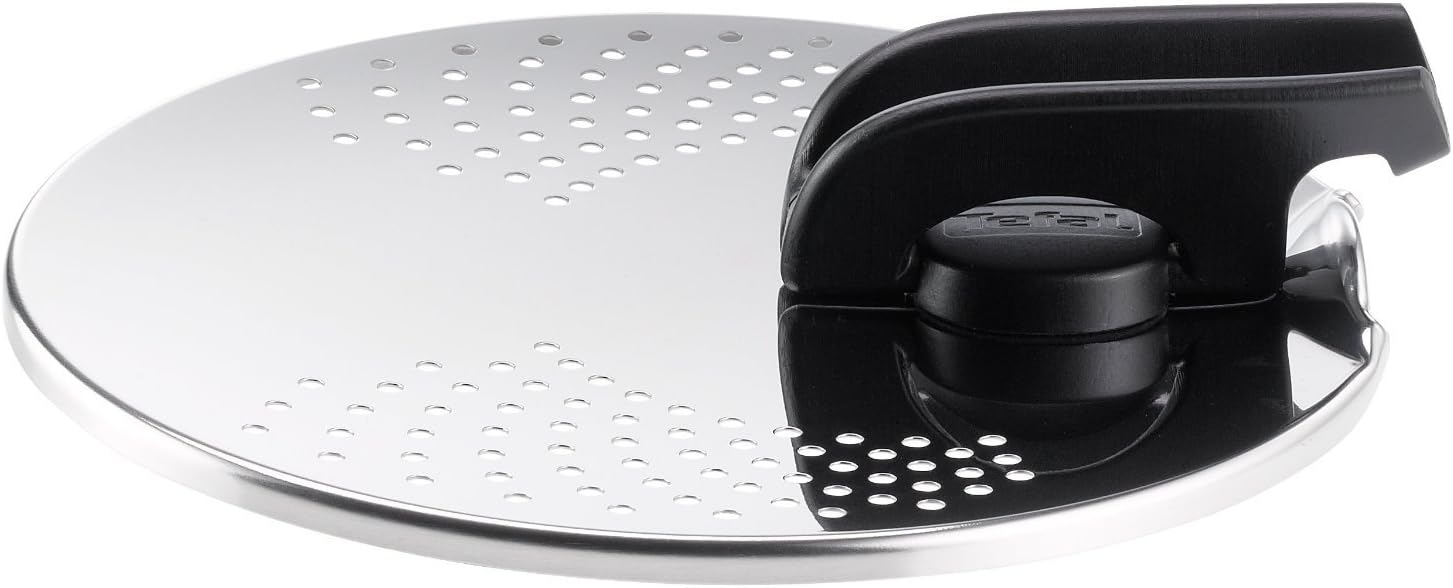 Tefal L9939422 Ingenio Universal Stainless Steel Straining Lid with Saucepans , Silver, Transparent/Green