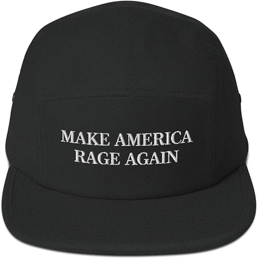 Make America Rage Again Hat Embroidered 5 Panel Camper Cap Black VANN