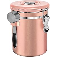 Container Airtight Coffee Storage,Stainless Steel Canister with Measuring Scoop for Beans or Ground Coffee, CO2 Valve…