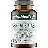 NutraMedix Serrapeptase Supplement with Proteolytic Digestive Enzymes for Women & Men - Inulin Prebiotic Fiber for Gut Health & Joint Support - Dairy, Soy & Gluten-Free (120 Capsules)