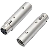 HUALEU Male 5Pin XLR to Female 3Pin XLR DMX Converter Adapter 5Pin Male to 3Pin Female Audio Connector 5-Pin to 3-Pin Conversion Expansion, for DMX Stage Lighting Dimmer Console-2Pack