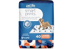Pet Life Unlimited Smart Prints Large Puppy Pads, Pee Pads for Dogs, Dog Training Pads - Odor Controlling Dog Pee Pads with Wetness-Activated Fragrance - USA Made - 22" x 22" - 40 Count (L)